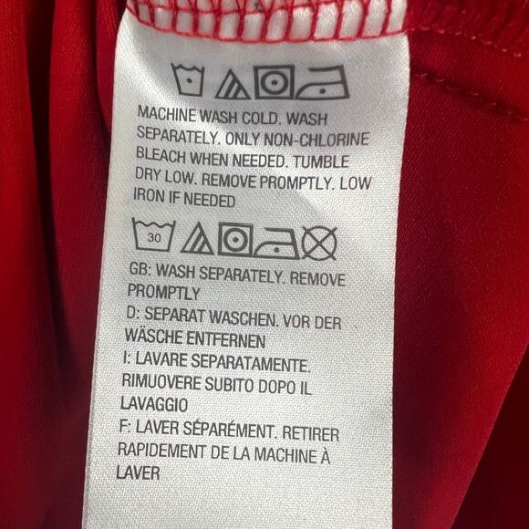 Susan Graver Women's 1X Red Sheer Sleeve Tie Detail V-Neck Tunic Elegant Blouse - Picture 8 of 13